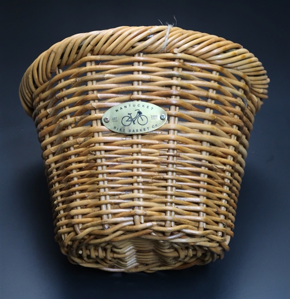 Nantucket Bike Basket Co Oval Rattan basket w/ leather straps 14" x 11" x 9.5" NEW!