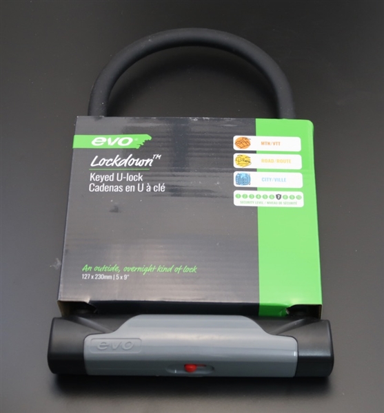 Evo Lockdown keyed U-lock with 2 keys 5" x 9" NEW