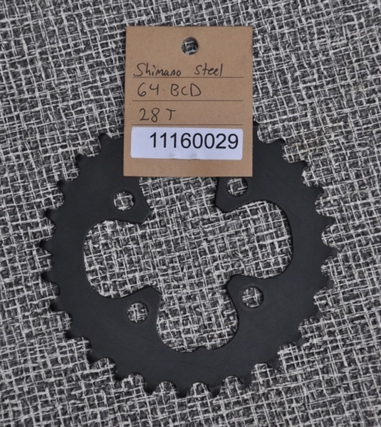 28t x 64 bcd Shimano steel chainring black