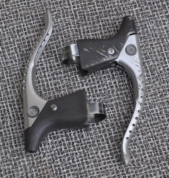 Campangnolo Super Record non-aero road brake levers drilled no hoods